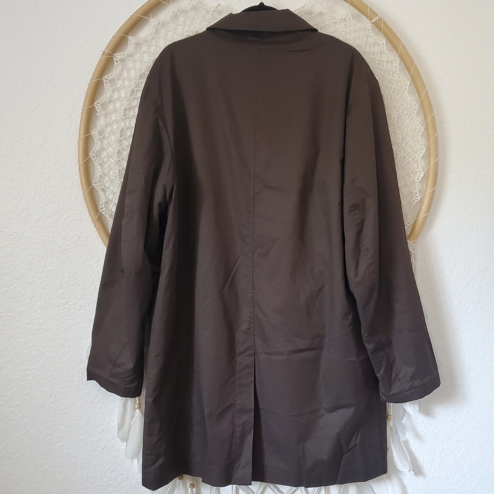 Zara Short Cotton Trench Car Coat Jacket Chocolate Brown Men's Size XL - Picture 13 of 14